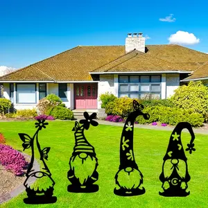 1Pc Creative Steel Garden Gnome Statue with Spiked Pole, perfect for decorating your garden, yard, outdoor patio and lawn!