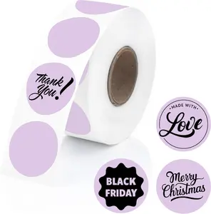 Perco Lavender 1-Inch Perforated Circle Dot Thermal Sticker Labels — 735 Stickers/Roll, Direct Thermal Printer Compatible—with Permanent Adhesive for Color Coding, Garage Sales, Crafts