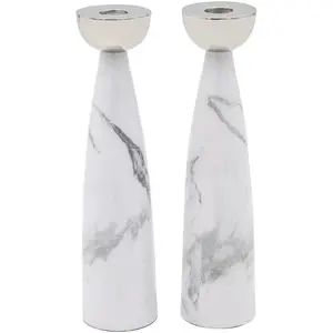White Shabbat Candlestick