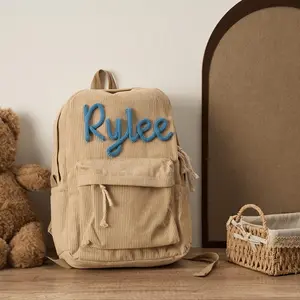 1 Custom Name Personalized Corduroy Backpack, Fashionable Cute School Bag - Creative Unique Cute Backpack, Back-to-School Gift, Birthday Gift, Holiday Custom Gift, Outdoor Backpack