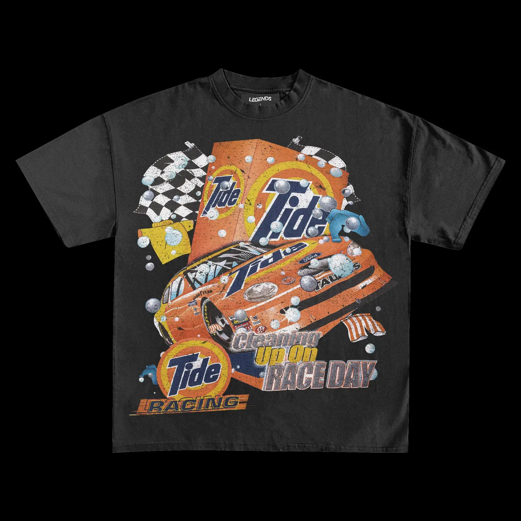 NASCAR Vintage Tide Racing Fitted Cotton Graphic T-Shirt - Unisex Short-Sleeve Basic Crewneck, Made in USA, Gift for Sports Fans