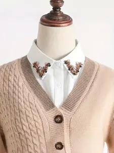Elegant Crystal Embellished Collared Shirt for Women, Chic and Stylish Addition to Your Wardrobe, Perfect for Any Occasion, Formal