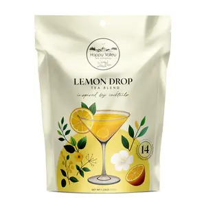 Happy Valley Tea Lemon Drop Tea - 14 Biodegradable Sachets with Lemon Myrtle, Lemongrass and Natural Flavor Beverage