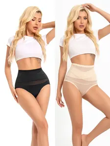 2-Pack High-Waisted Waist Cincher Shapewear Underwear, Mesh Breathable Seamless Control Top, Comfortable Safety Pants for Daily Wear