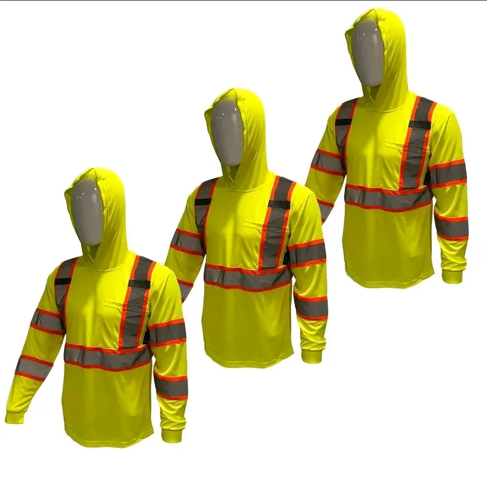 3 Pack ST908 Hi-Visibility Long-Sleeved Hooded Shirts for everyday work
