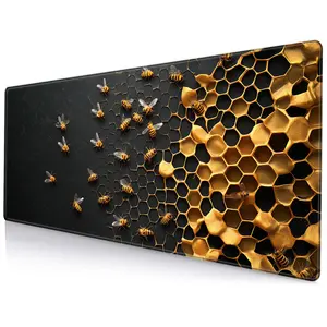 Honeycomb Bee Design Mouse Pad, Durable Non-slip Washable Large Mouse Pad, Multi-purpose Non Slip Waterproof Oversized Table Pad for Gaming, Work, and Home Use, Desk Pad