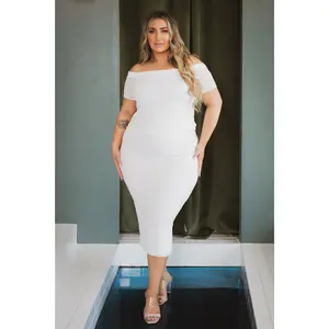 Plus Size Arielle Lace  Midi Skirt - White