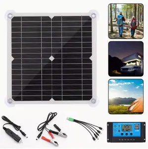 Solar Panel Kit With Solar Charge Controller And Extension Cable With Battery Clips For Boat Motorcycle Home Outdoor Lights RV Outdoor Camera SOLAR Generators