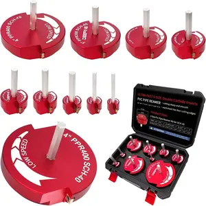 9 count Double  PVC Pipe Reamer Kit, PVC Fitting Saver Plastic Pipe Fitting Reamer Socket Saver Plumbing Tool Include 1/2",3/4'', 1'', 1-1/4",1-1/2'', 2'', 2-1/2",3'', 4'' for Schedule 40
