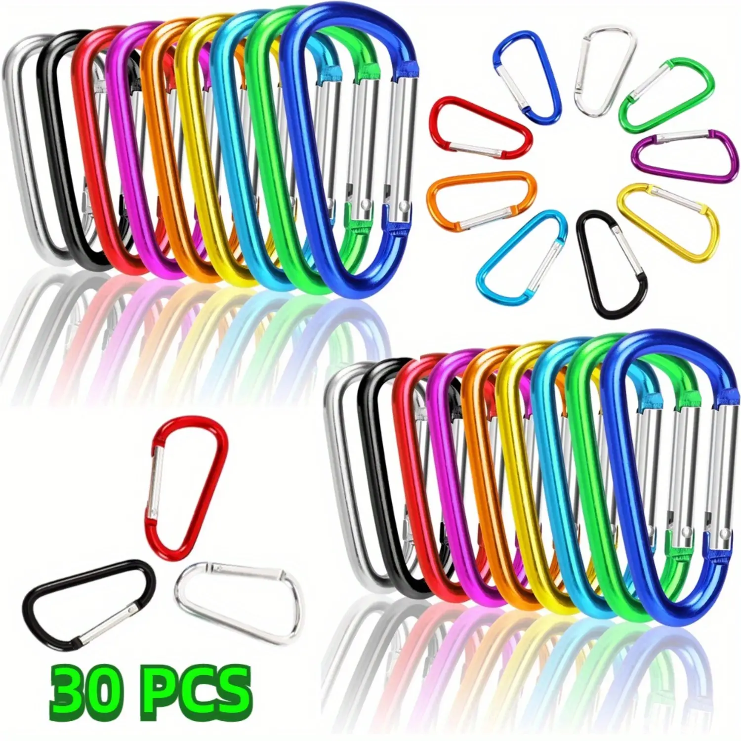 30 Packs Carabiner Clips For Camping Mounterring, Aluminum Locking Spring Hook Keychain D Shape Heavy Duty Buckle Pack Carabiners Clip Lock Snap Hooks Backpack Clip,summerwins