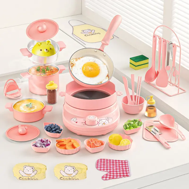 GOTOOFUN 4-Color Kids Real Mini Cooking Set (Ages 8-12) - Safe Montessori Kitchen Toy with Knife & Dishes | Halloween, Thanksgiving & Christmas Gift for Girls & Boys,familyfun