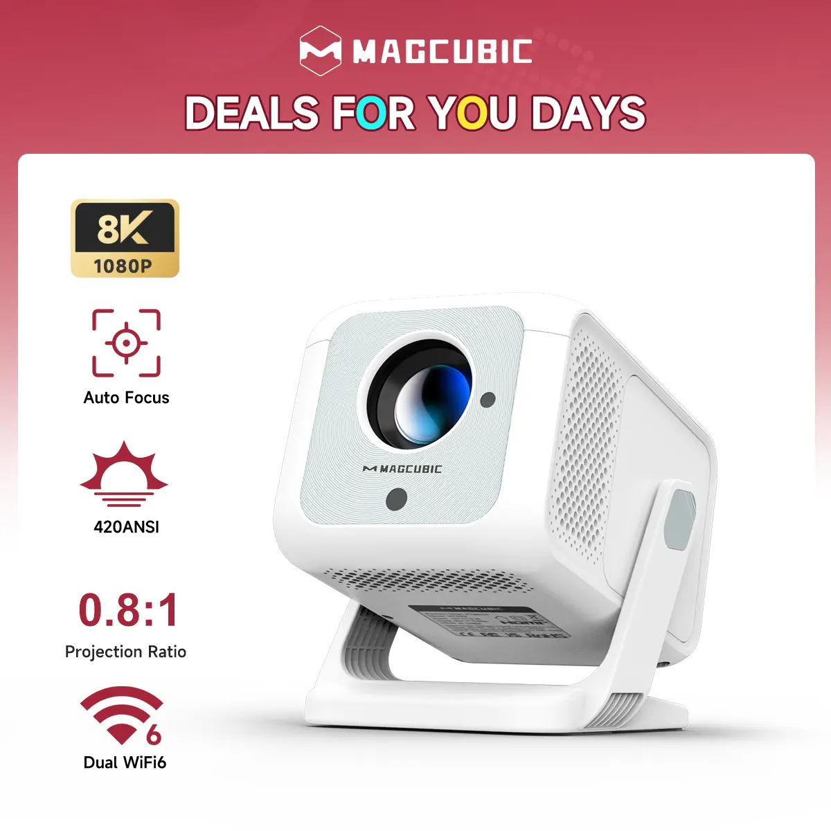 [US warehouse] Magcubic Auto Focus HY310X Projector 420ANSI With 4K Videosource Supported Full HD 1080P Auto Keystone Android 11 Built-in 5W Speaker BT5.2 for Outdoor Theater Stand Mini Portable Projector #SummerFinds #DealsForYouDays