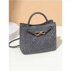 Women's Woven Suede Tote Bag with Buckle, Luxurious Top Handle Shoulder Backpack, Convertible Crossbody Bag for Casual Daily Wear
