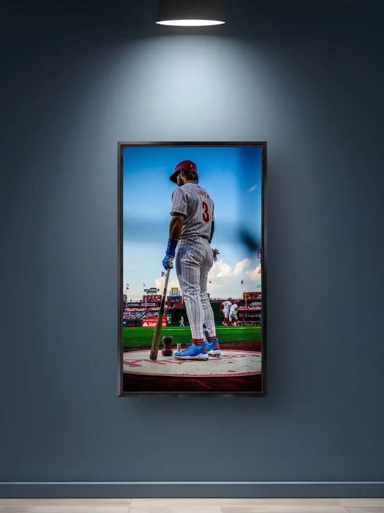 Bryce Harper Baseball Player at Bat Satin-Glossy Artistic Photo Poster Print, Canvas Wall Art Decoration for Bedroom, Living Room Home Decor