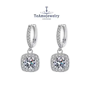 【E-079】1 pair 925 Sterling Silver Moissanite Earrings, 0.5-3ct Simple Fashion Accessories for Daily Wear Party Holiday, Friendship Bracelet, gift for Family & Friends