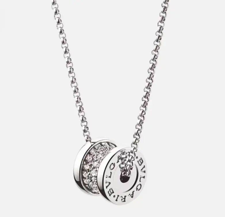 Pre-owned Bvlgari B.zero1 White Gold Mini Necklace Dia Paved