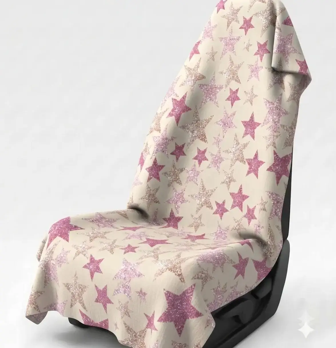 Glitter Star Car Seat Cover Towel, Waterproof Universal Seat Protector, Cute Sparkly Auto Seat Towel for Gym, Beach, Yoga, Travel & Summer