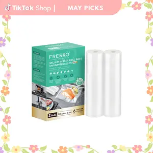 FRESKO 8" x 20' Vacuum Sealer Bags (2 Rolls) | BPA-Free Heavy-Duty Food Storage for Meal Prep & Sous Vide