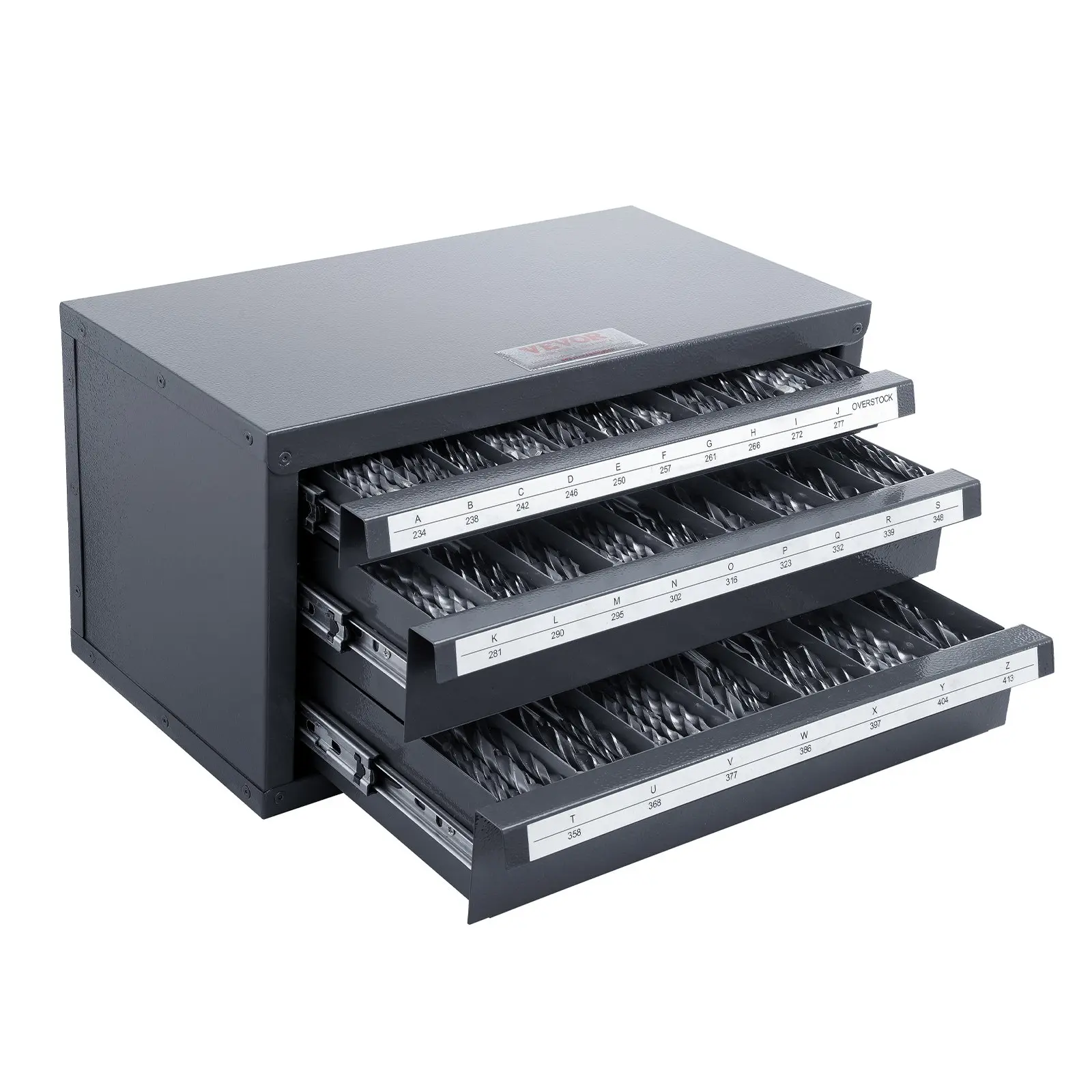 VEVOR Drill Bit Dispenser Cabinet, 3-Drawer Tool Organizer with A-Z Labels, Stackable Steel Storage Cabinet for Drill Bit Organization (3-Drawer Setup), Three-Drawer Setup