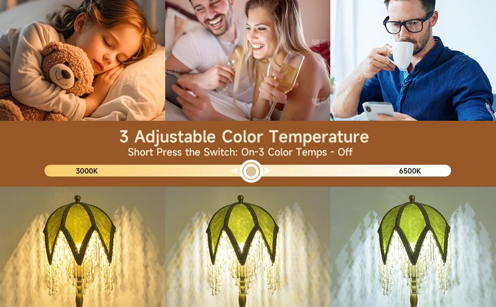 Vintage Tasselled Table Lamp with Beaded Shade, 3 Color Temperatures, Green and Gold, Victorian Style-C