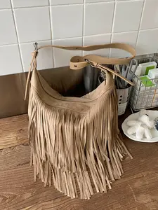 Unique Small-Batch Design Crossbody Bag, Fringe Hobo Bag, New Women's Vintage Versatile Shoulder Bag, Tassel Dumpling Shape Handbag