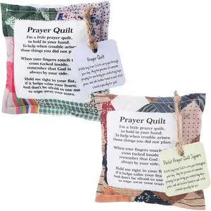 2 Pack Prayer Quilt with Cross, Mini Pocket Scripture Quilts for Women, Portable Christian Gifts for Encouragement, Pastor Appreciation Bereavement Gift(Classic)