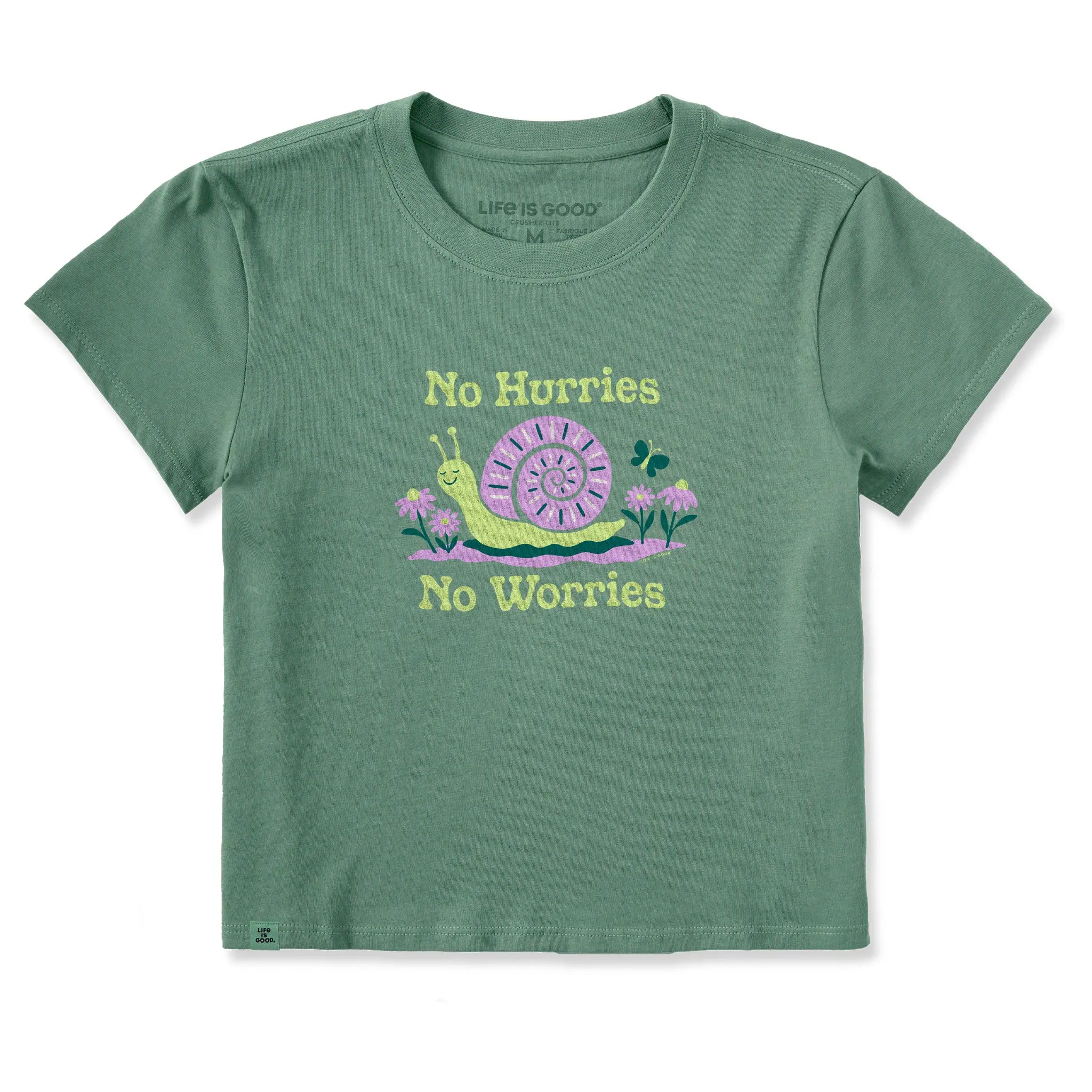 Women's No Hurries No Worries Snail Crusher-LITE Shrunken Tee