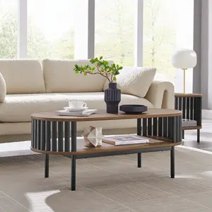 Fortitude Wood Coffee Table in Walnut Black