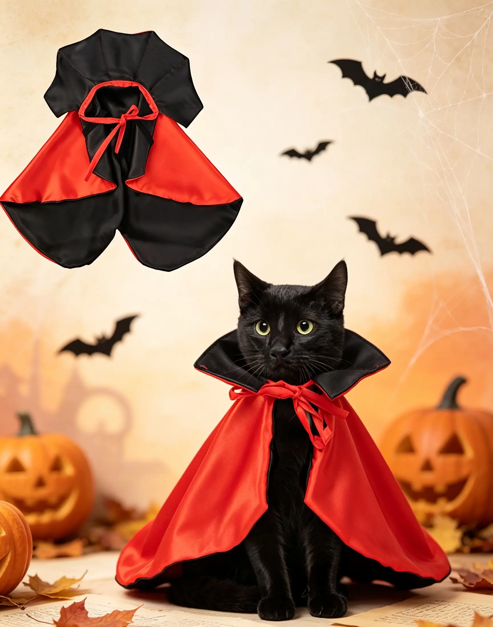 Pet Halloween Capes for Cats and Dogs - Magical Witch, Vampire Styles for Indoor Leisure Recreation