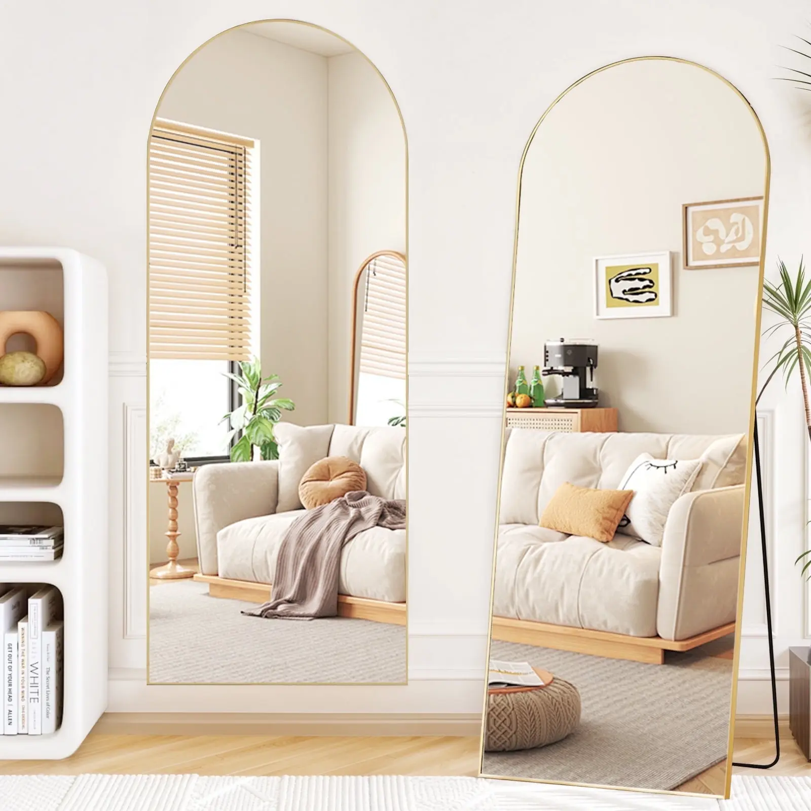 59"x16" Full Length Mirror Full Body Floor Mirror with Stand for Bedroom Cloakroom, Gold 59"x16" Full Length Mirror Full Body Floor Mirror with Stand for Bedroom Cloakroom, Gold