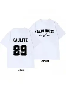 Tokyo Hotel Kaullitz Reverse Print T-Shirt - A T-shirt with band pattern, numbered 89, with a breathable regular fit, suitable for boys and girls