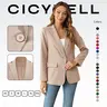 Cicy Bell  Women's Casual Blazer  Fitted Long Sleeve Work Office Suit Jacket with Flap Pockets Soft Wrinkle Resistant Fabric Minimalist Basic Collared