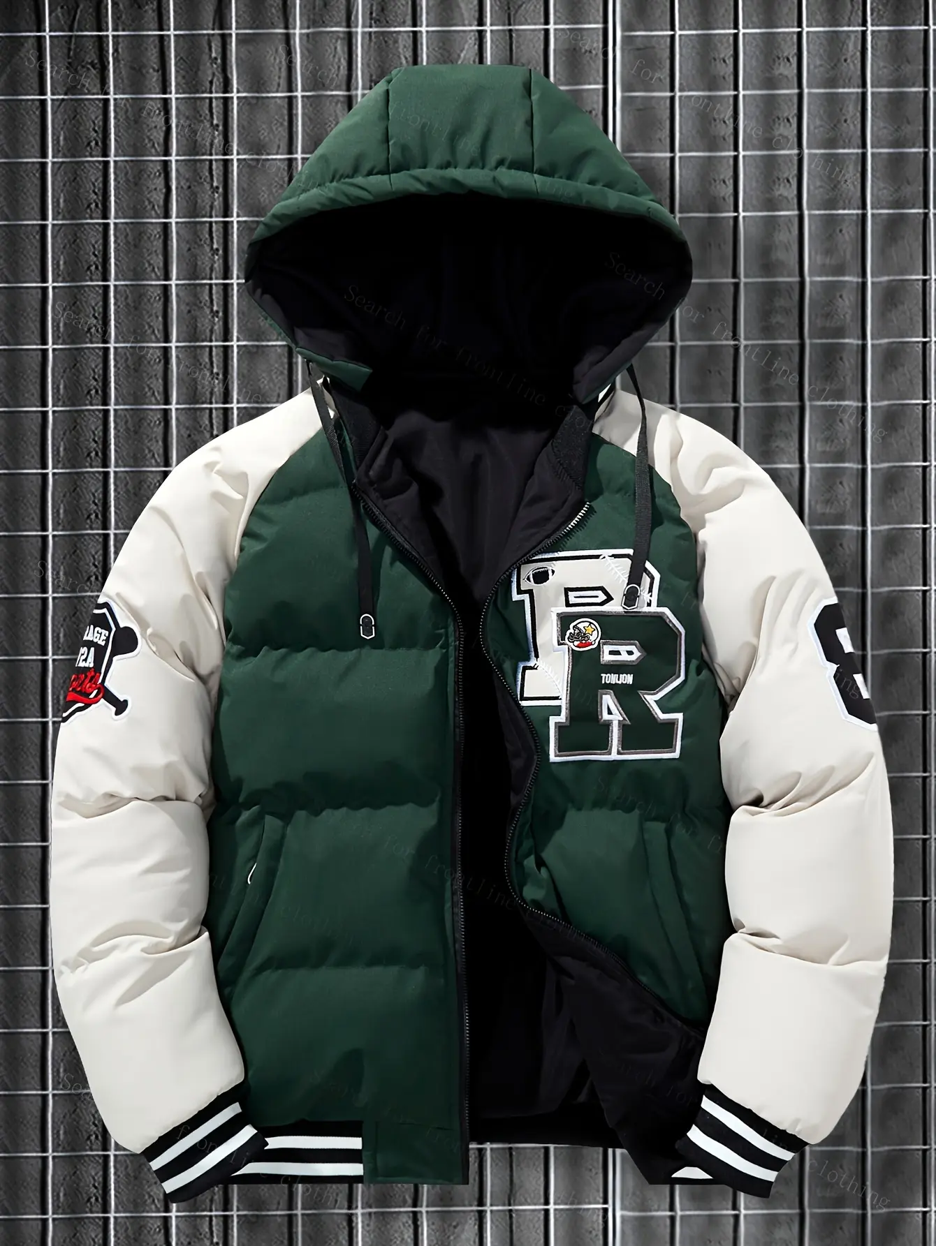 Menswear Men's Long Sleeve Casual Patchwork Hooded Coats - Warm Cold-Resistant Color-Block Outerwear for Teens, Stylish New Tops