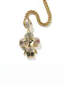 Hiphop Zircon Cartoon Pendant Necklace, Street Style Casual Jewelry, Unique Couple Accessories, Unisex Hip Hop Fashion, Couples Necklace