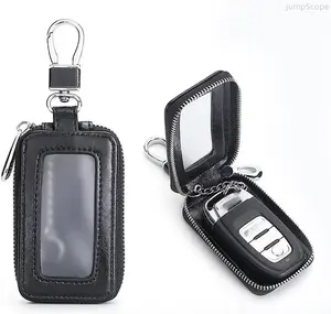 Premium Mirror-Style Zipper Car Key Case, Universal Unisex Car Key Holder Pouch with Key Ring, Fashion Durable Key Storage Bag for Men & Women