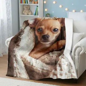 Chihuahua Theme Soft Flannel Blanket, Perfect for Naps and Camping, Ideal Home Decor and Pet Lover Gift, Warm and Comfortable