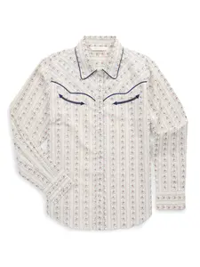 Women's Ely Walker Ecru Wallpaper Floral Print Western Snap Shirt