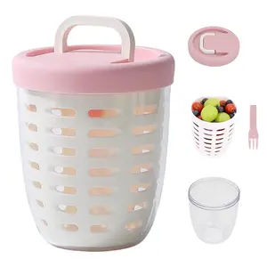 Fruit Salad Storage Cup With Lids and Fork, 20 Oz Plastic Airtight Fruit Storage Containers for fridge with BPA-Free, Leak-Proof, Reusable for Office,Party,Travel
