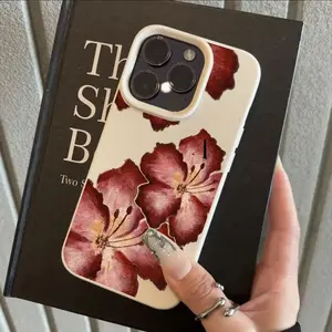 Vintage Hibiscus Pattern Suitable for TPU Case for iPhone 16 PRO MAX/14/16 PLUS/15/13P/12/11 Durable Anti-Drop Protective Cover with Minimalist High Aesthetics