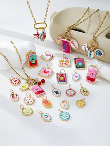 24pcs Stainless Steel Chain Necklace Set, Interchangeable Charm Design, Ideal for DIY Crafting & Personalized Accessories