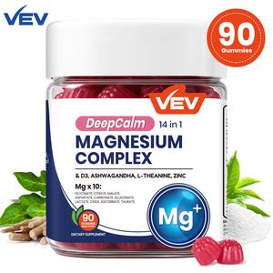 VEV DeepCalm Magnesium Complex Gummies - Ashwagandha & L-Theanine Blend with D3 & Zinc, 90 Count