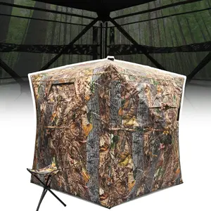 KNINE OUTDOORS Hunting Blind with Hunting Chair, Deer Blind, 2-3 Person Pop Up Ground Blinds for Deer Hunting 270 Degree, Portable Resilient Hunting Tent for Deer & Turkey Hunting