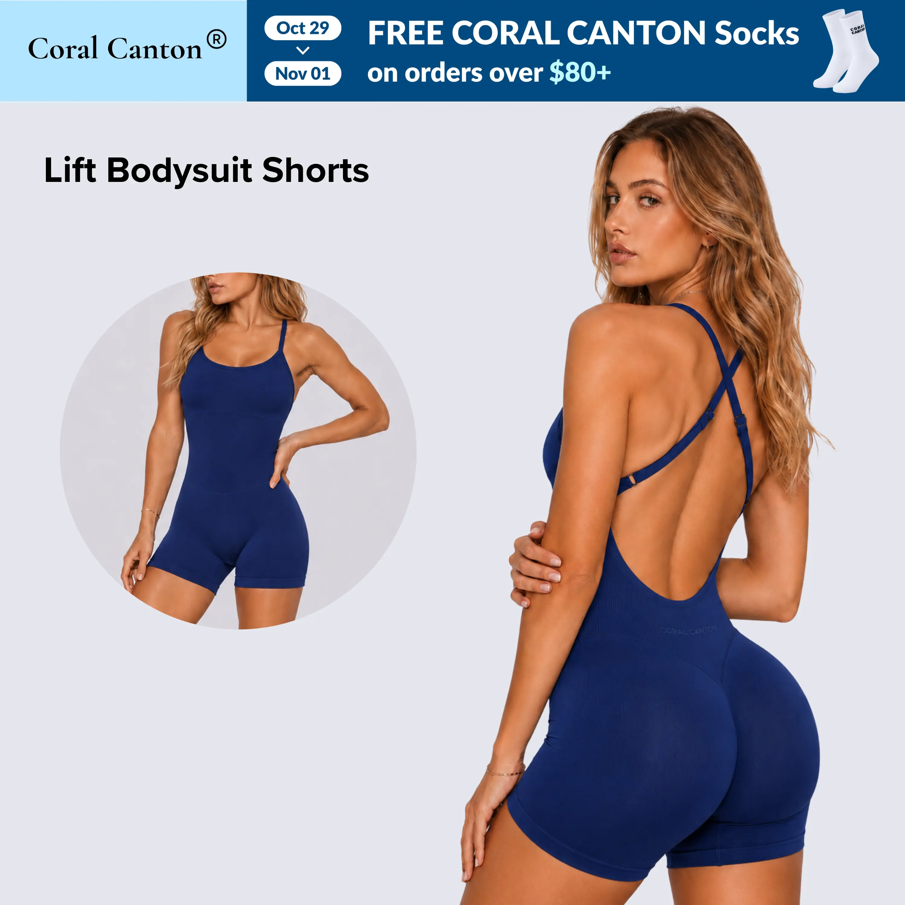 Coral Canton Women's Seamless Solid Cross Straps Short Romper Soft Stretchy Slim Fit Open Back Lightweight Athleisure Sports Jumpsuit for Women, Ideal for Gym, Yoga, Jumpsuits For Women,outdoorfun