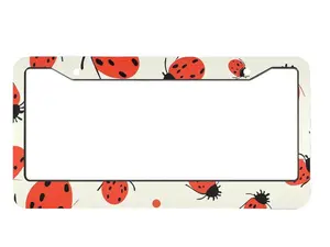 License Plate Frame Ladybugs Pattern Infinite Speckled Car License Plate Cover Decorative License Plate Holder, Car Accessories, 1 Pcs