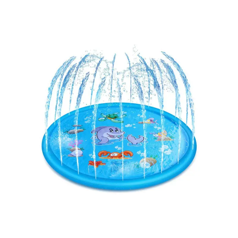 Non-Slip Splash Pad for Kids and Dog, 40" Extra Large Baby Play Mat, play mat,Dog Pool Toys, Thicken Sprinkler Pool Summer Outdoor Water Toys for Ages 3-12 Boys Girls, Parent-Kids &Games Fun Backyard (Blue)