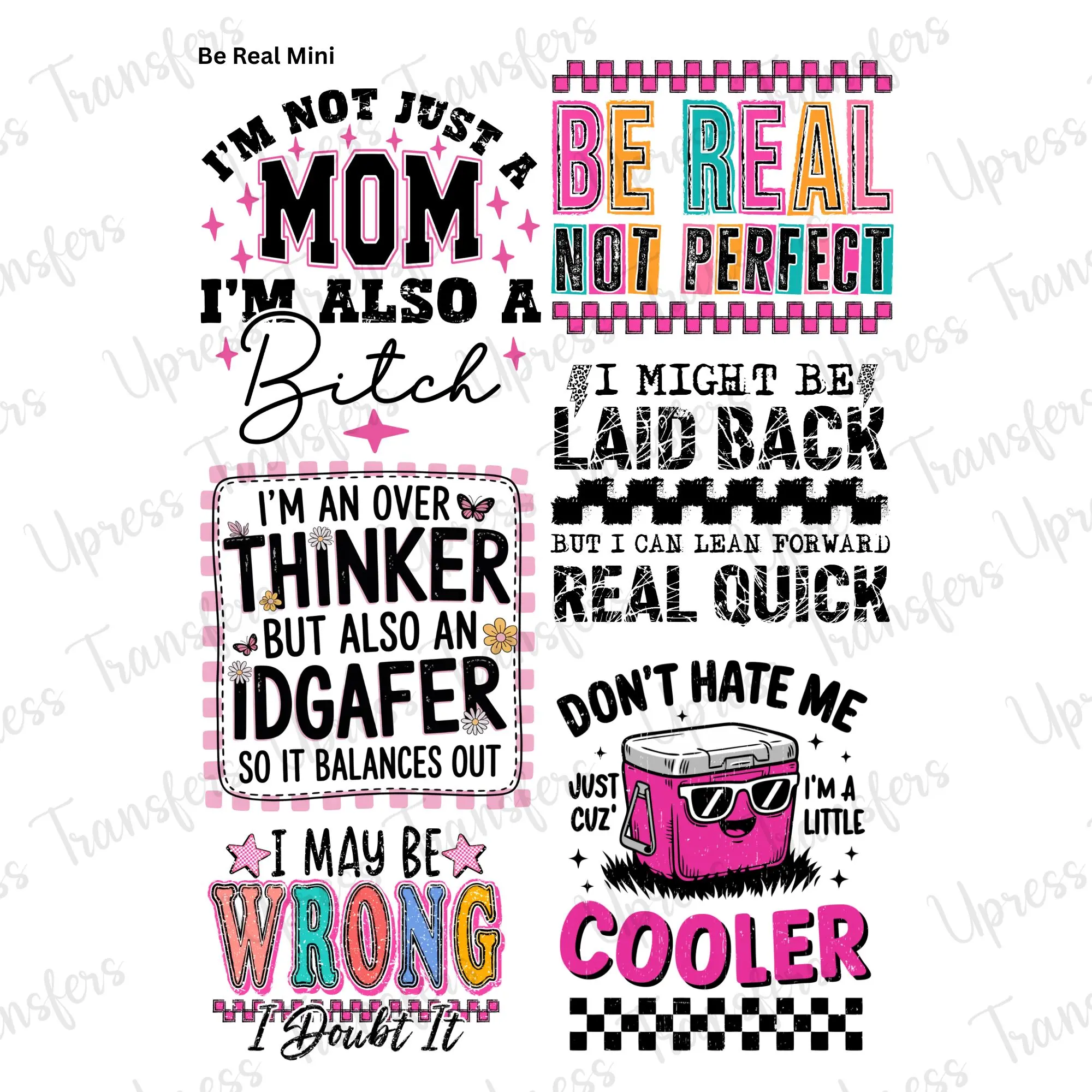Be Real Mini DTF Transfer Gang Sheet 24.5" wide x 36" long. Direct To Film Mini Gang Sheet