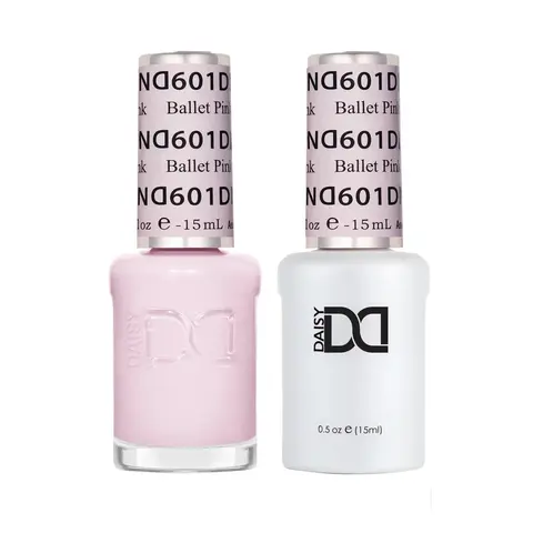 Daisy Brand DND Gel Nail Polish Duo Set - 601 Cute Subtle Pink Tone, Professional Grade, Long Lasting, Oil Soluble Pigments, 0.5 fl oz, DIY Gel X At Home Nail Care Products
