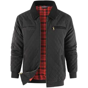 BIGWIG Men's Quilted Shirt Jacket, Casual Long-Sleeve Zip-Up Shirt with Pockets, Warm Winter Quilted Bomber Jacket, Lightweight Business Casual Jacket, Waterproof and Warm Jacket, Thickened Warm Flannel Jacket
