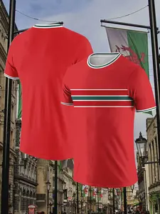 Men's Summer Sports T-Shirt, Welsh Element Print Design, Skin-Friendly Fabric, Breathable Sweat-Wicking, Outdoor Sport & Daily Wear