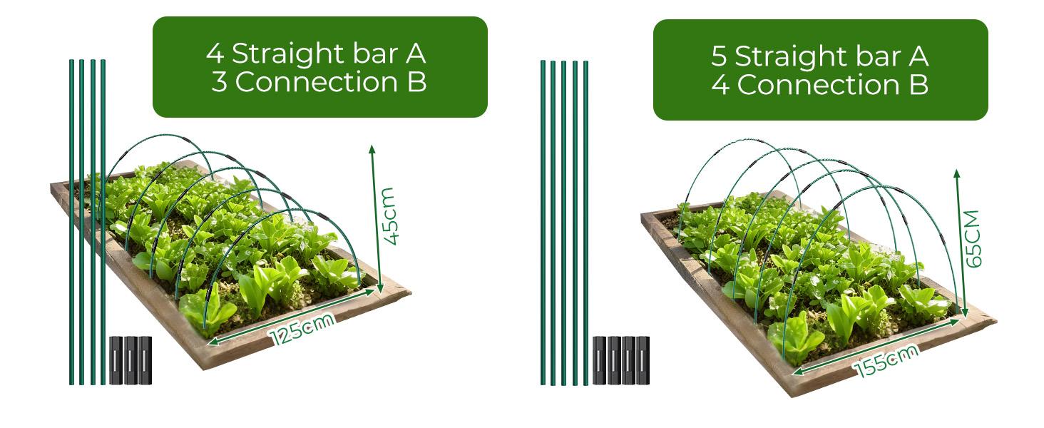30/50pcs Of Garden Hoops, 69 Inches Wide Tunnel Greenhouse Frame, Rust-Resistant Fiberglass Support Hoops, Double-Layered with 18/30 Clips And 24/40 Connectors, Flexible Grow Tunnel for Plant Covering, Plant Support Garden Stakes, Gardening Tools